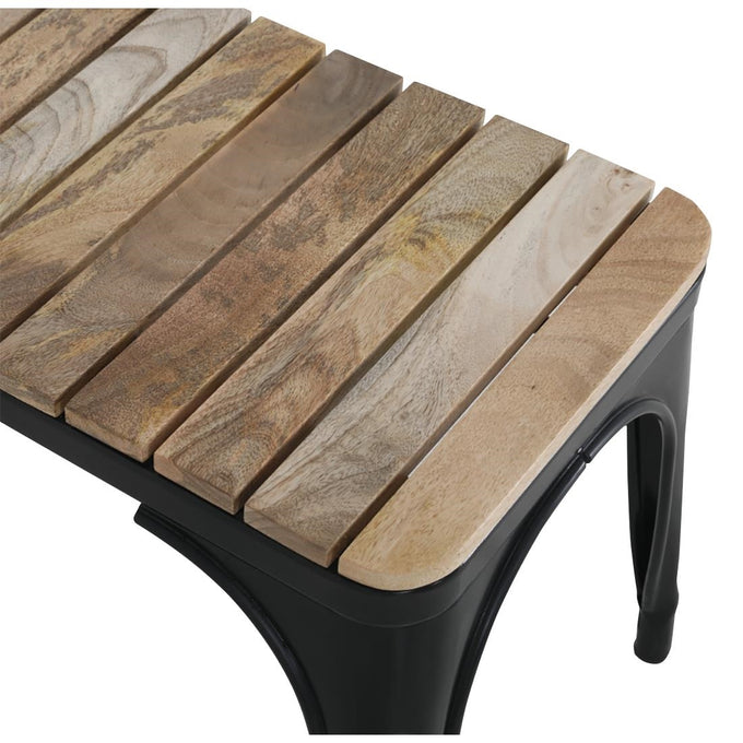 Banc d'intérieur à lattes en bois de manguier et cadre noir Bistro 850 mm (lot de 2) - Bolero