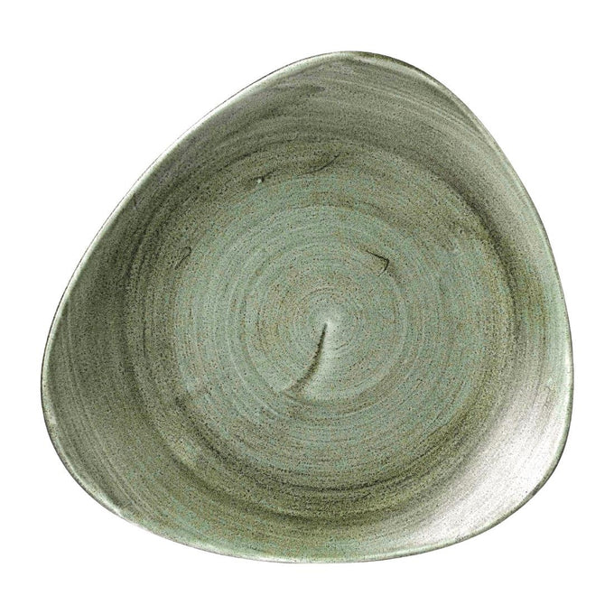 Assiettes triangulaires Stonecast Patina Lotus Burnished Green 254 mm (lot de 12) - Churchill