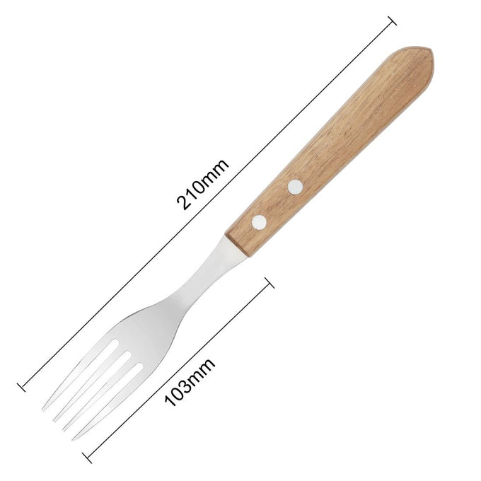 Fourchettes à steak manche en bois d'acacia 100 % FSC 101 mm (lot de 12) - Olympia