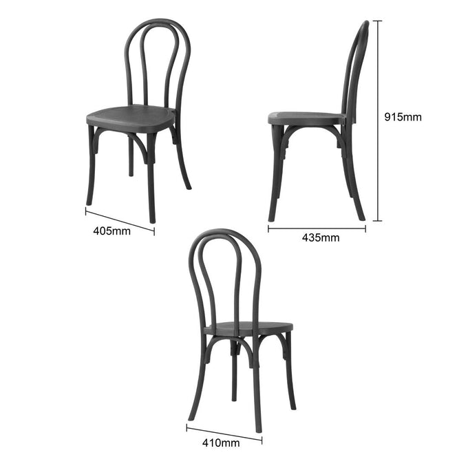 Chaises en résine style bois courbé Soho noires (lot de 4) - Bolero