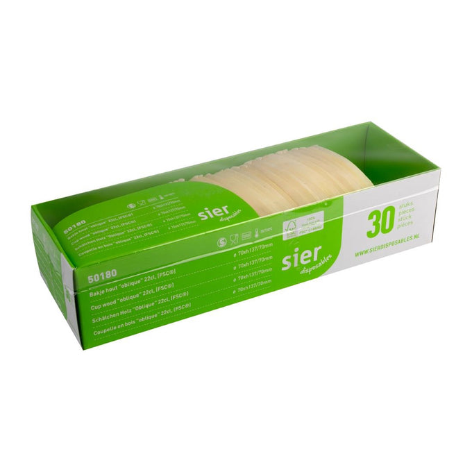 Coupelles obliques en bois FSC® 220 ml (lot de 30) - Sier Disposables