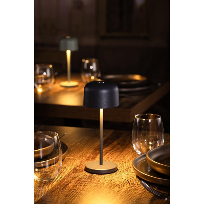 Lampe de table avec abat-jour rond Lucca grise 200 mm - Olympia