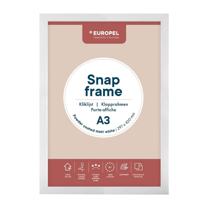 Cadre clipsable Europel A3 25 mm blanc mat - DTM Primera