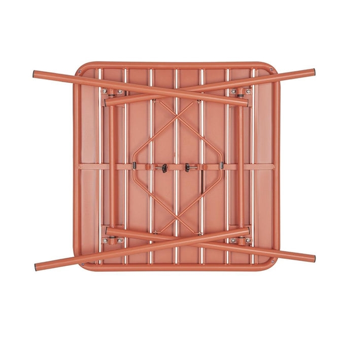Table carrée à lattes en acier terracotta - Bolero