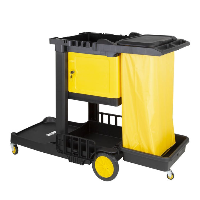 Chariot de nettoyage avec armoire verrouillable noir - Jantex