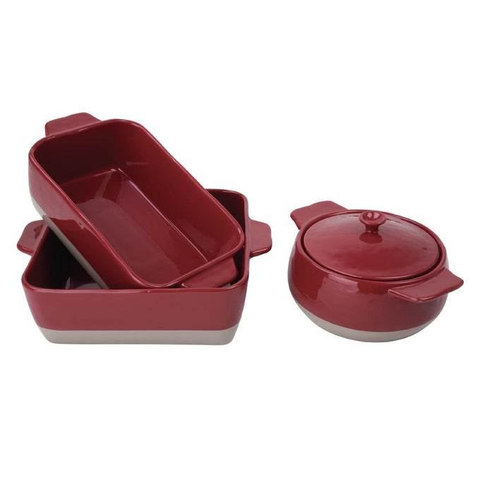 Plat à rôtir rouge et taupe 4,2 L - Olympia