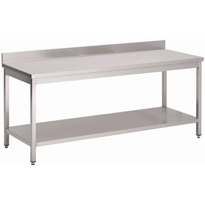 Table inox avec étagère basse et dosseret 1000 × 700 × 890 mm - Gastro M