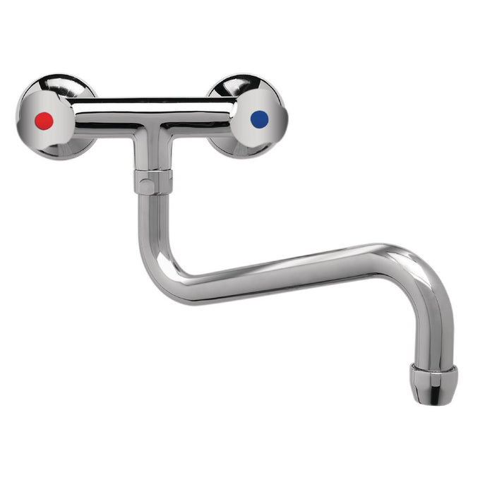 Robinet mélangeur bi-trou modèle lourd fixation murale col bas 250 mm - Gastro M