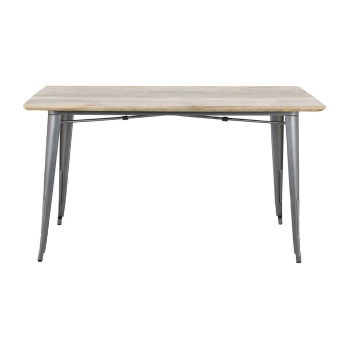 Table à manger avec plateau en bois de manguier lisse et piètement gris acier Bistro 1450 mm - Bolero