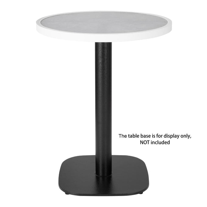 Plateau de table extérieur rond en verre trempé effet pierre gris clair bord blanc 580 mm - Bolero