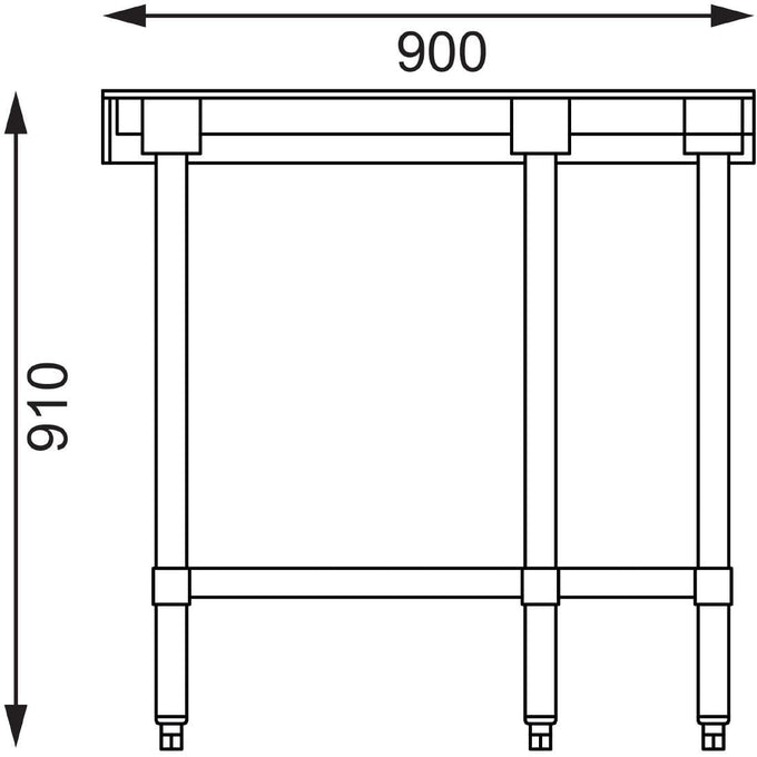 Table d'angle inox 700 mm - Vogue