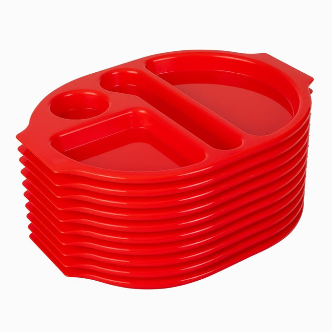 Grands plateaux repas à compartiments en polypropylène Kristallon rouges 375 mm (lot de 10) - Olympia