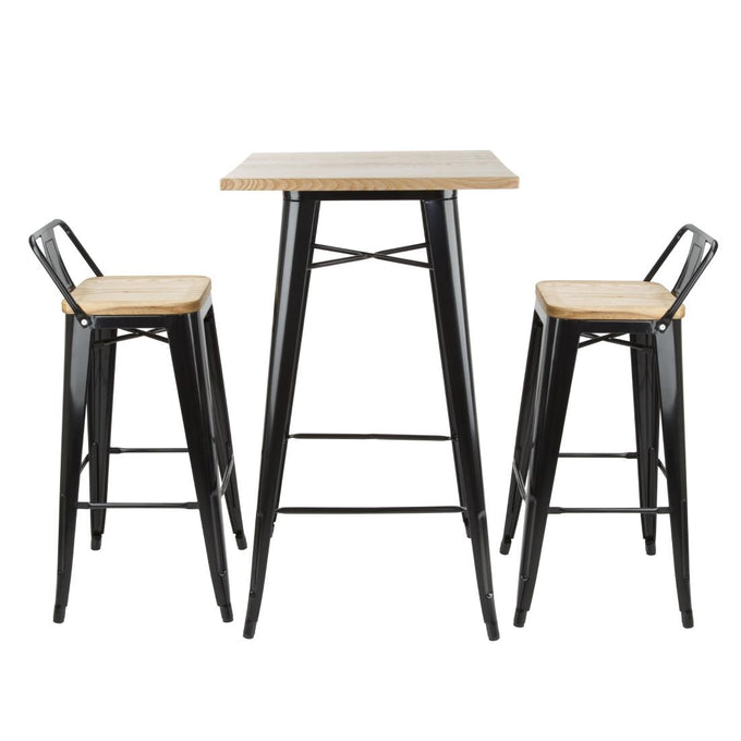 Mange-debout noir avec plateau en bois Bistro - Bolero