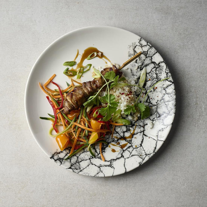 Assiettes rondes Kintsugi Accents Quartz Black Evolve 260 mm (lot de 12) - Churchill