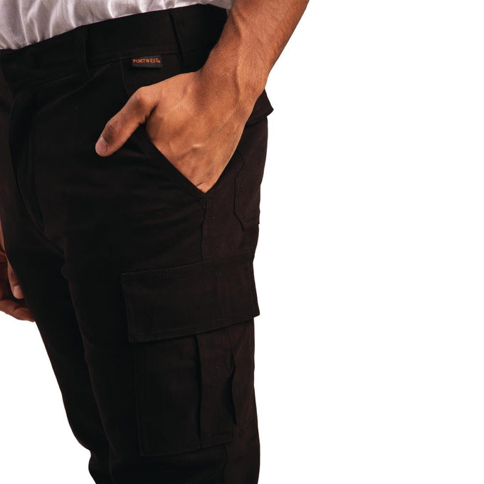 Pantalon homme slim stretch Cargo noir - Portwest
