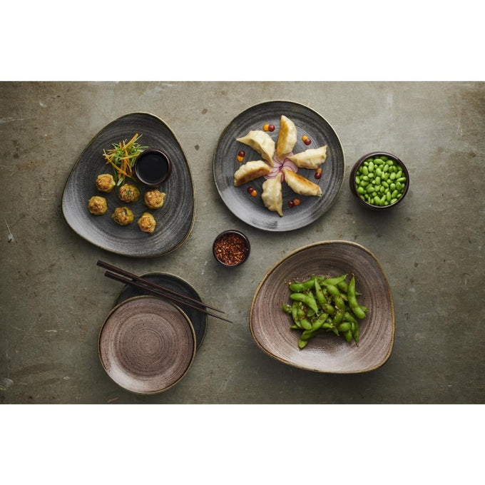 Assiettes Stonecast Lotus Raw noires 254 mm (lot de 12) - Churchill