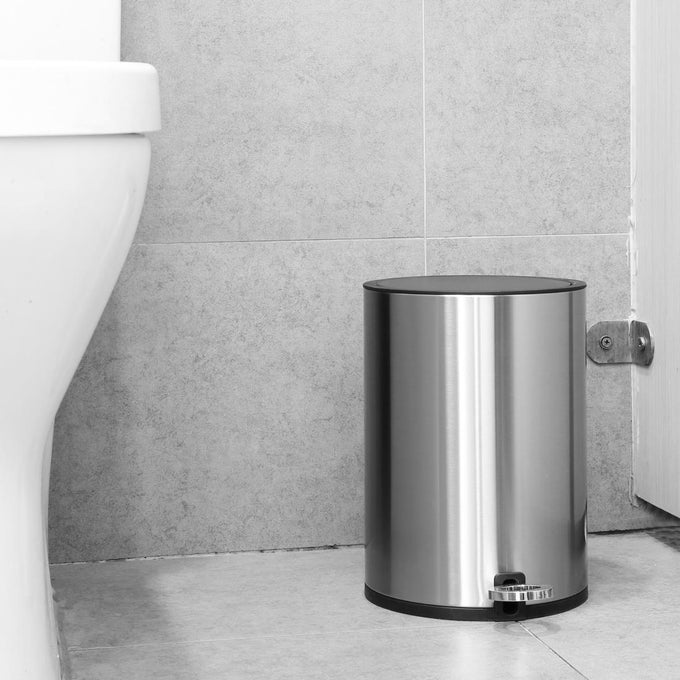 Poubelle à pédale ronde en acier brossé 3 L - Jantex