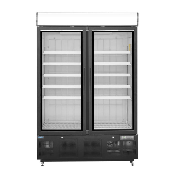 Vitrine réfrigérée négative avec caisson lumineux Série G 920 L noire - Polar