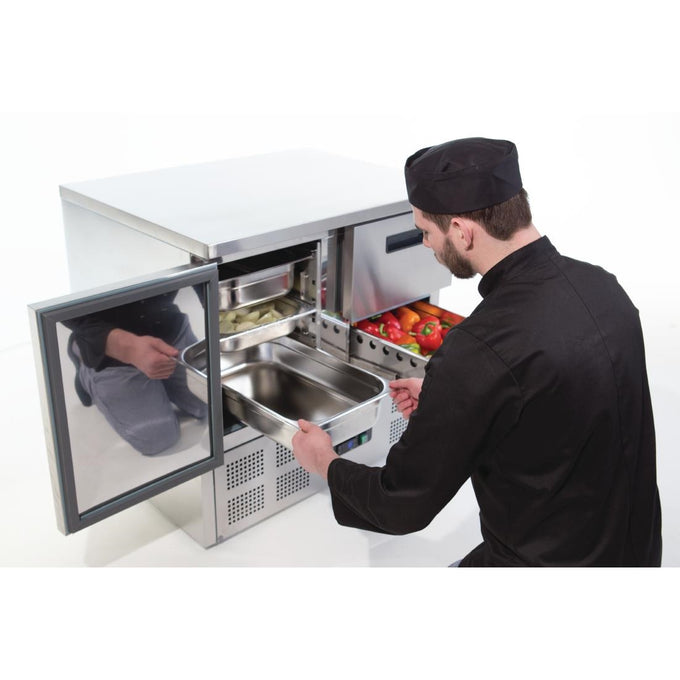 Table réfrigérée positive 1 porte 2 tiroirs Série G 240 L - Polar
