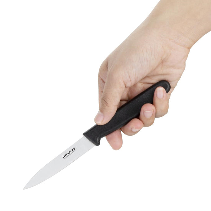 Couteau d'office lame droite noir 85 mm - Hygiplas
