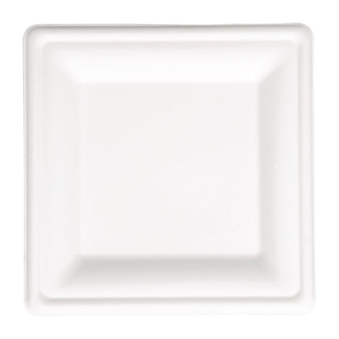 Assiettes carrées en bagasse 261 mm (lot de 50) - Fiesta Compostable