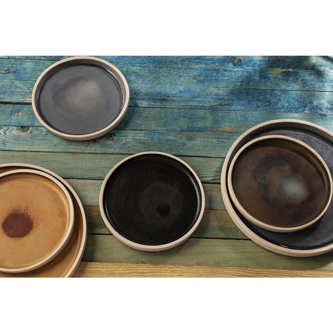 Assiettes plates bord droit noir mat Canvas 180 mm (lot de 6) - Olympia