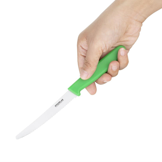 Couteau dentelé vert 100 mm - Hygiplas