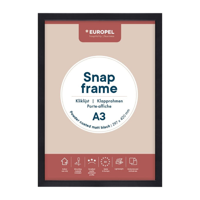 Cadre clipsable Europel A3 25 mm noir mat - DTM Primera