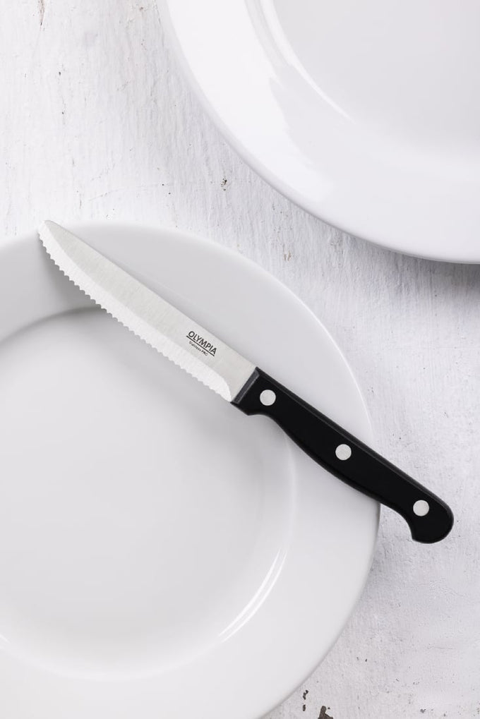 Couteaux à steak arrondis noirs (lot de 12) - Olympia