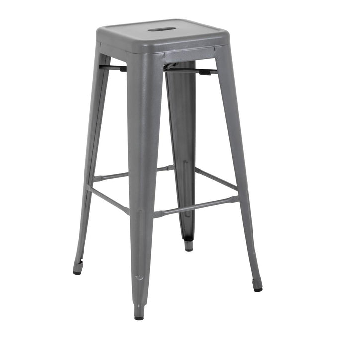 Tabourets hauts en acier galvanisé Bistro gris métallisé (lot de 4) - Bolero
