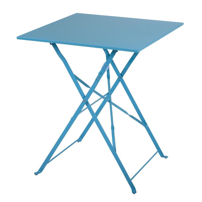 Table de terrasse carrée en acier bleu turquoise 600 mm - Bolero