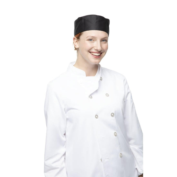Calot de cuisine en polycoton noir - Whites Chefs Clothing