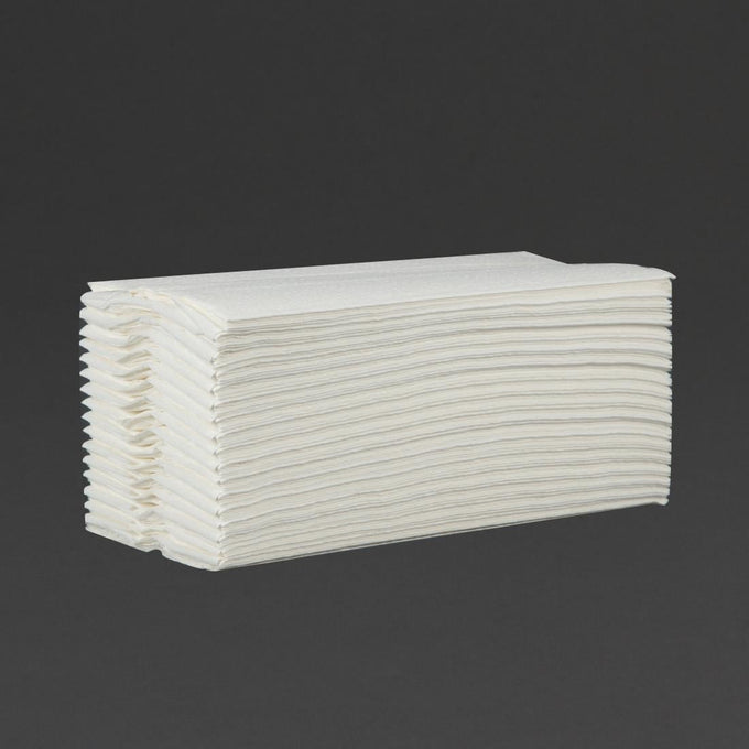 Essuie-mains 2 plis pliage en C 160 feuilles blanc (lot de 2355) - Jantex