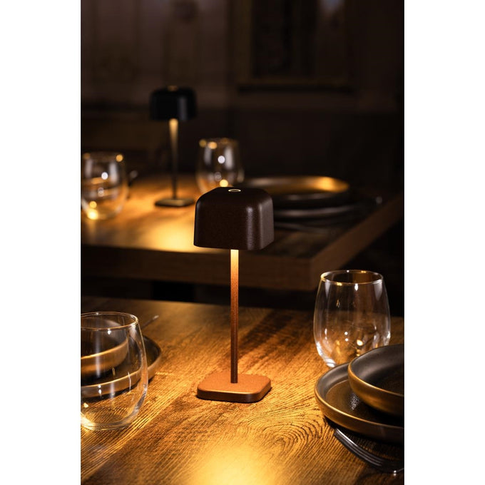 Lampe de table avec abat-jour carré Lucca marron 200 mm - Olympia
