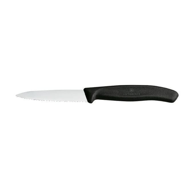 Couteau d'office denté pointu 8 cm noir - Victorinox