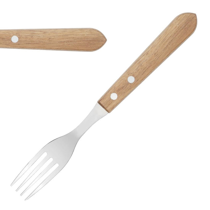 Fourchettes à steak manche en bois d'acacia 100 % FSC 101 mm (lot de 12) - Olympia