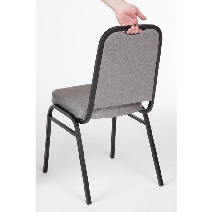 Chaise de banquet avec dossier carré et tissu gris lot de 4 - Bolero