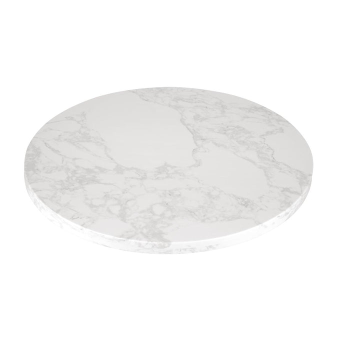 Plateau de table rond effet marbre blanc 600 mm - Bolero