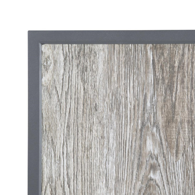 Plateau de table extérieur carré en verre trempé effet grain de bois bord gris 700 mm - Bolero