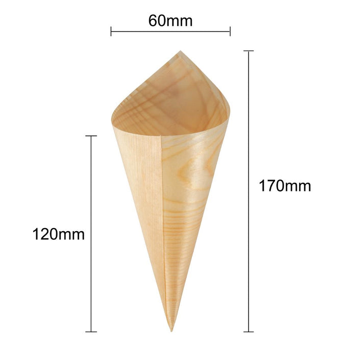 Cônes biodégradables en peuplier 75 × 170 mm (lot de 100) - Fiesta Compostable