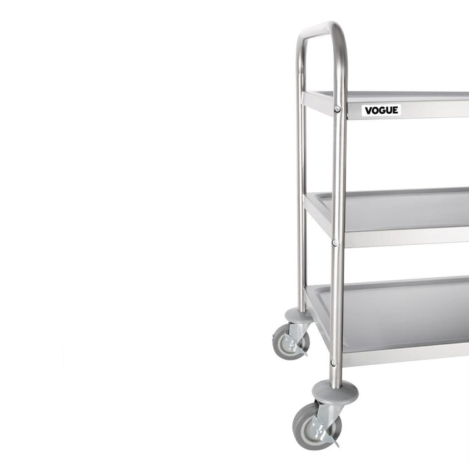 Chariot de débarrassage medium en inox 3 niveaux - Vogue