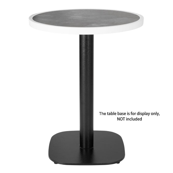 Plateau de table extérieur rond en verre trempé effet pierre foncée bord blanc 580 mm - Bolero