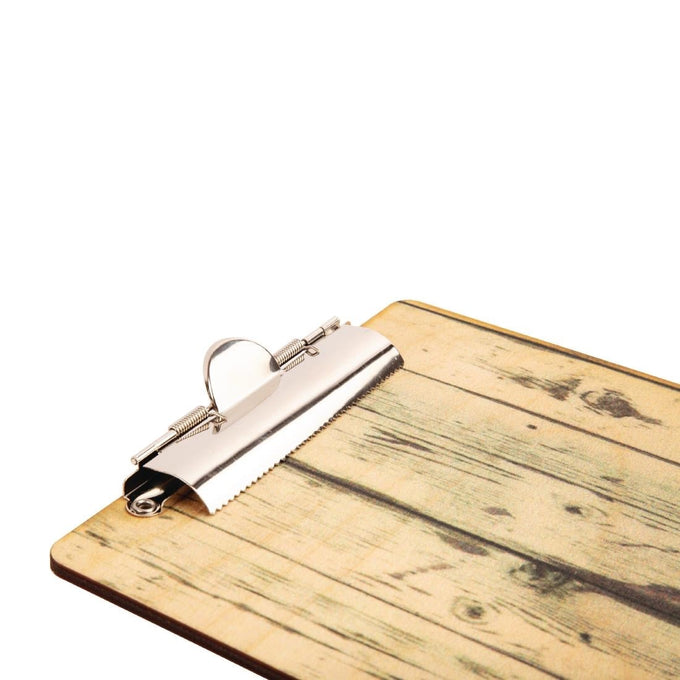 Plaque porte-menu effet bois clair Olympia A5 - Carrick