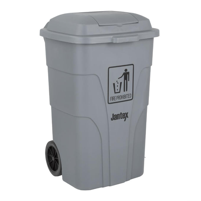 Poubelle à roulettes avec pédale 120 L grise - Jantex