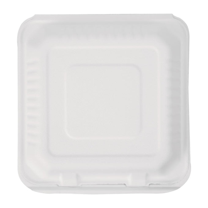 Boîtes avec couvercle à charnière Recyclables en bagasse Recyclable 236 mm (lot de 200) - Fiesta Compostable