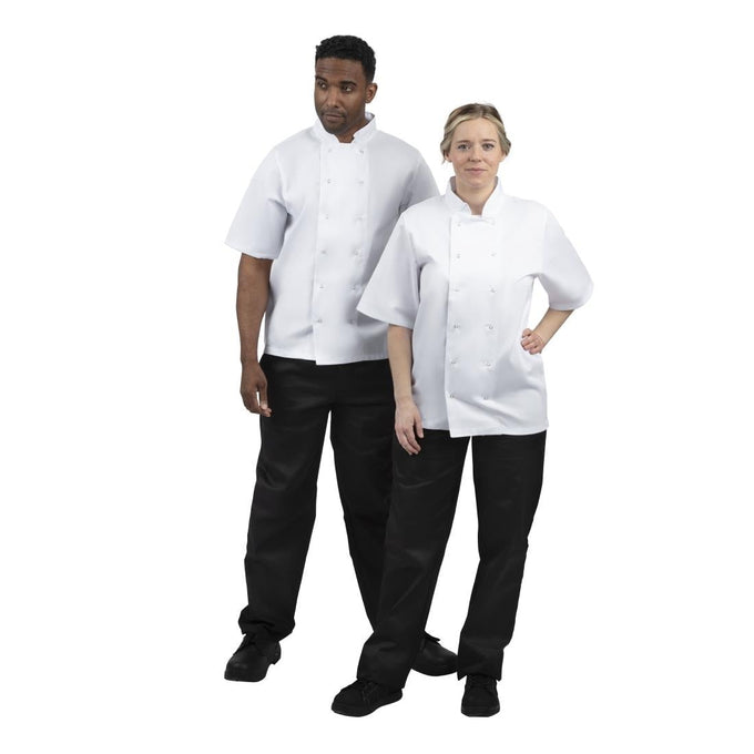 Vestes de cuisine manches courtes Boston blanches (lot de 5) - Whites Chefs Clothing