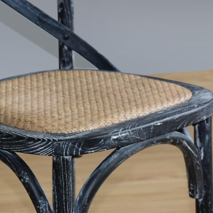 Chaises en bois patiné avec dossier croisé noires (lot de 2) - Bolero