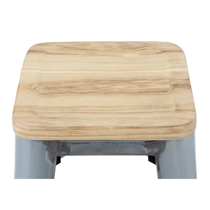 Tabourets hauts en acier galvanisé avec assise en bois Bistro (lot de 4) - Bolero