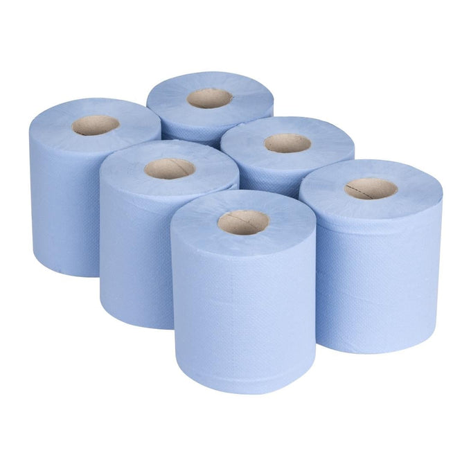 Bobines bleues 2 plis à dévidage central 120m (lot de 6) - Jantex