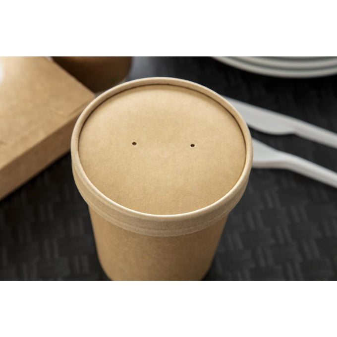 Couvercles pour bols à soupe kraft micro-ondables recyclables 450 ml (lot de 500) - Colpac